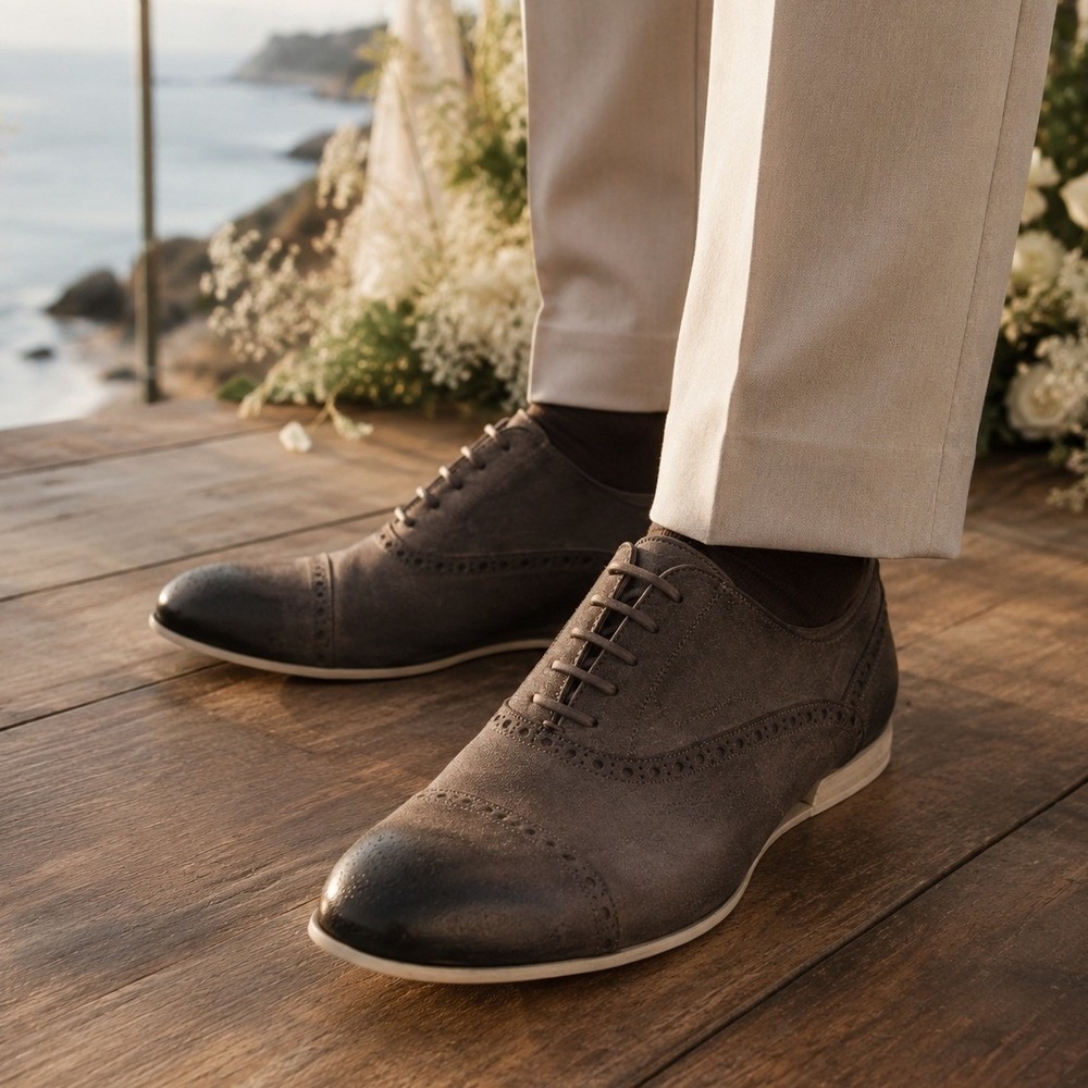 Dolce & Gabbana Francesina Crosta Cera Oxford Men 8.5 Brown Suede Brogue